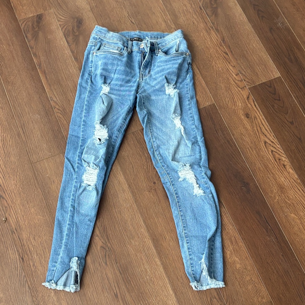 VENUS Light Blue Distressed Skinny Jeans